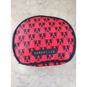 Dabney Lee Red Cosmetic Bag Frenchie Terrier Black Dog Print Gold Zipper